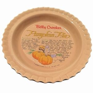 Vintage Betty Crocker 11" Ceramic Pumpkin Pie Recipe Deep Pie Dish Plate No Lid